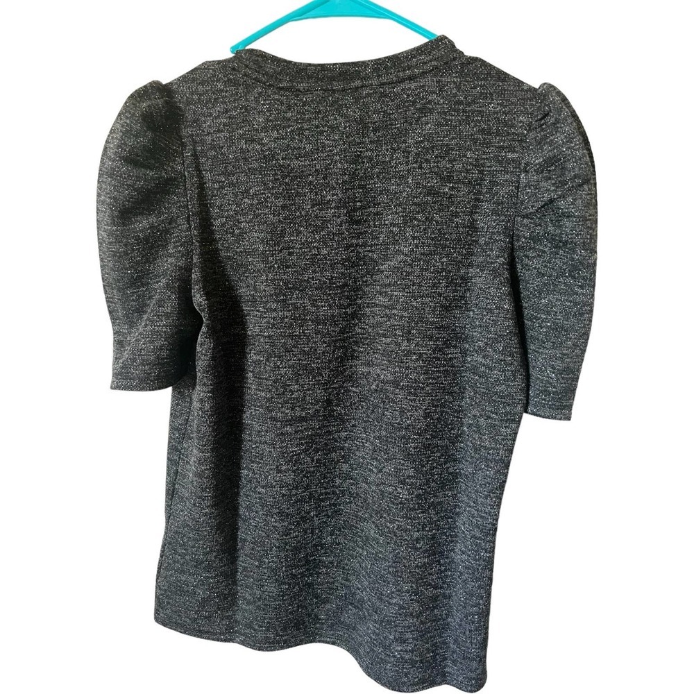 Tommy Hilfiger Puff Sleeve Shimmer Top - Black - Picture 2 of 4